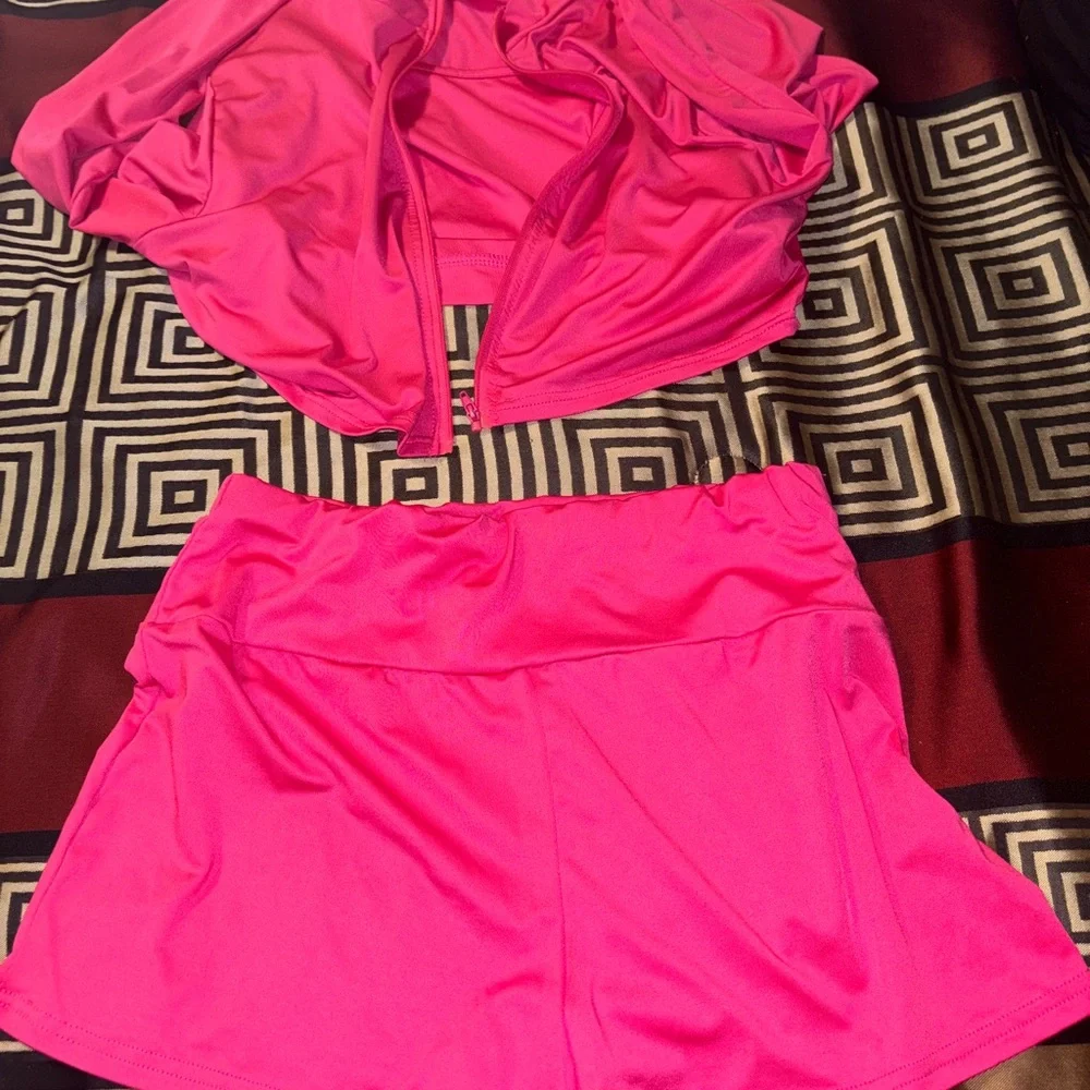 SHEIN Vibrant Fuchsia Three- Piece Active Set - Picture 5 of 8